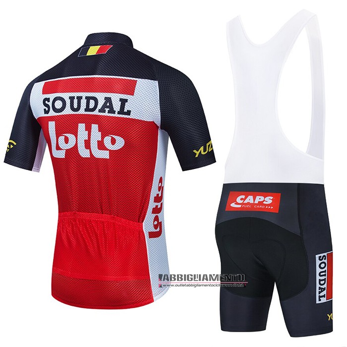 Abbigliamento Lotto Soudal 2021 Manica Corta e Pantaloncino Con Bretelle Nero Bianco Rosso - Clicca l'immagine per chiudere